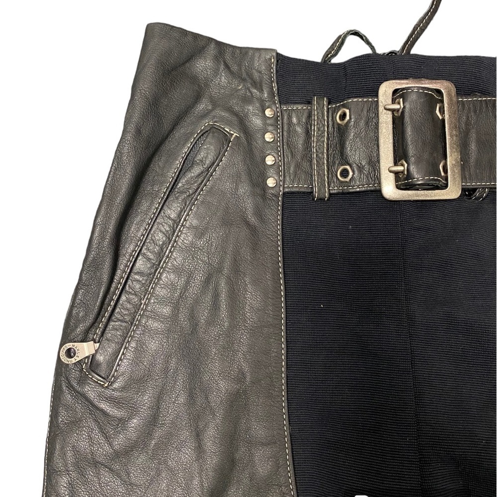 Harley Davidson Leather Spandex / Pants Chaps Size 34/6 - Picture 4 of 14